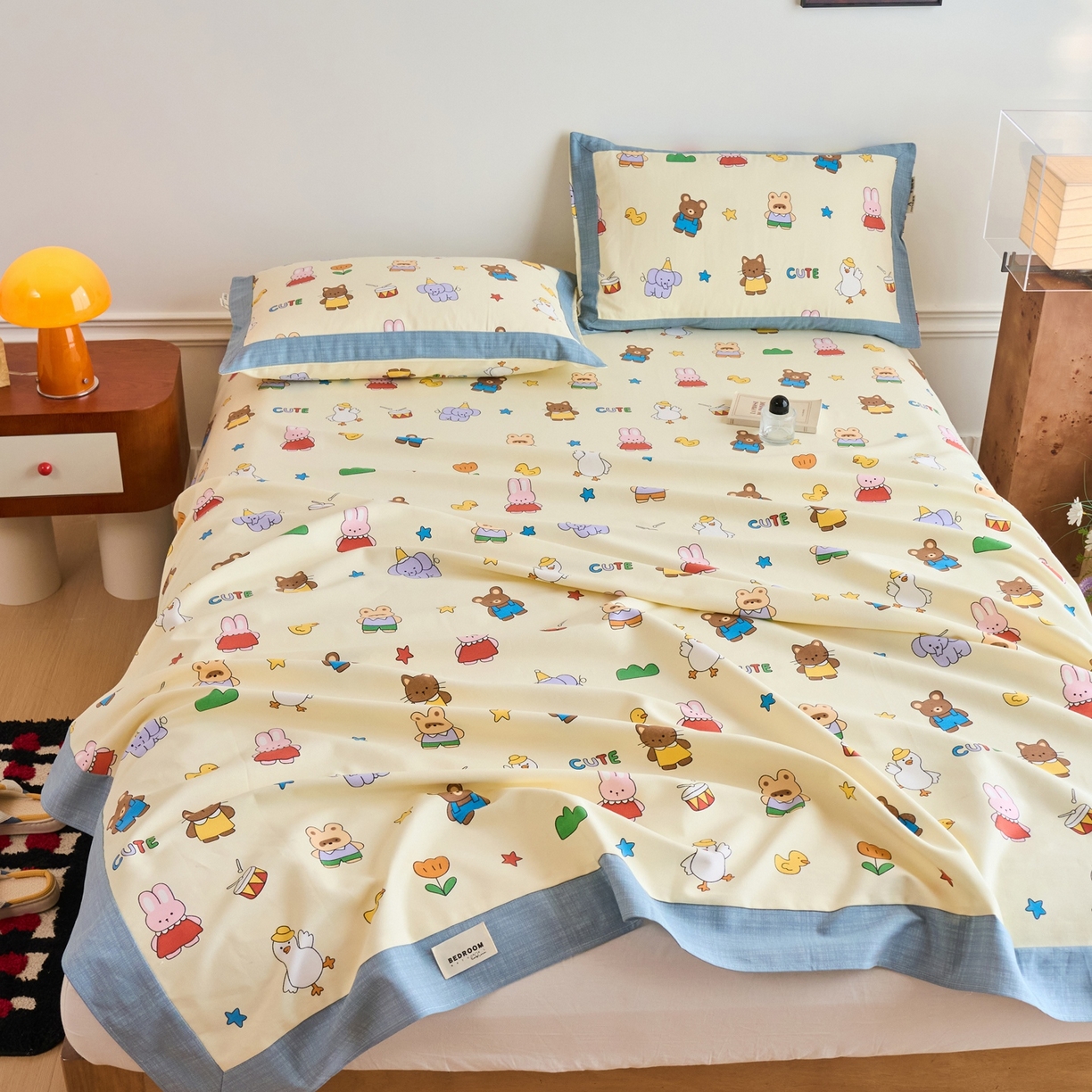 91家纺网 家纺一手货源 找家纺 春皖家纺 2026新款全棉老粗布席子凉席工艺款单床单床单单件 快乐园