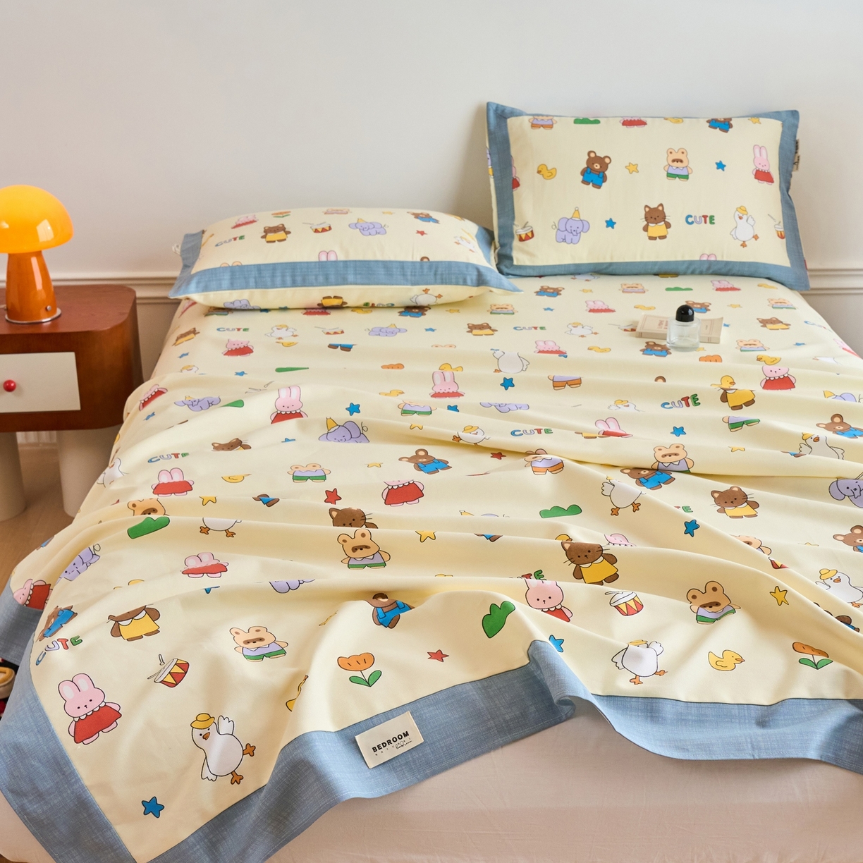 91家纺网 家纺一手货源 找家纺 春皖家纺 2026新款全棉老粗布席子凉席工艺款单床单床单单件 快乐园