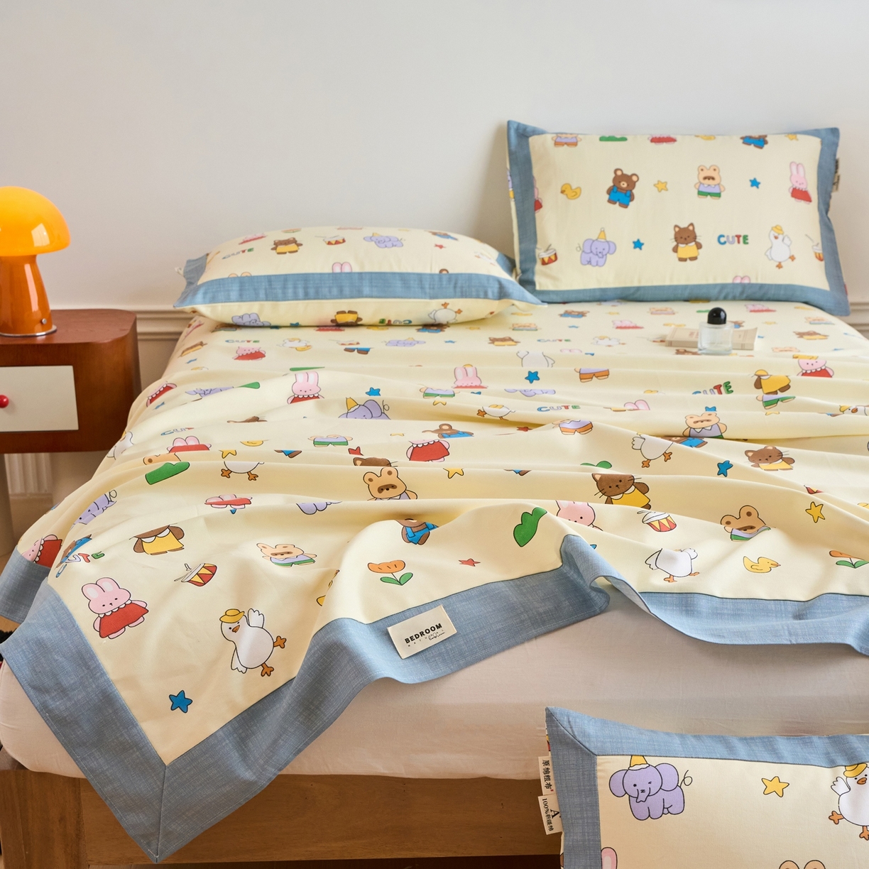 91家纺网 家纺一手货源 找家纺 春皖家纺 2026新款全棉老粗布席子凉席工艺款单床单床单单件 快乐园