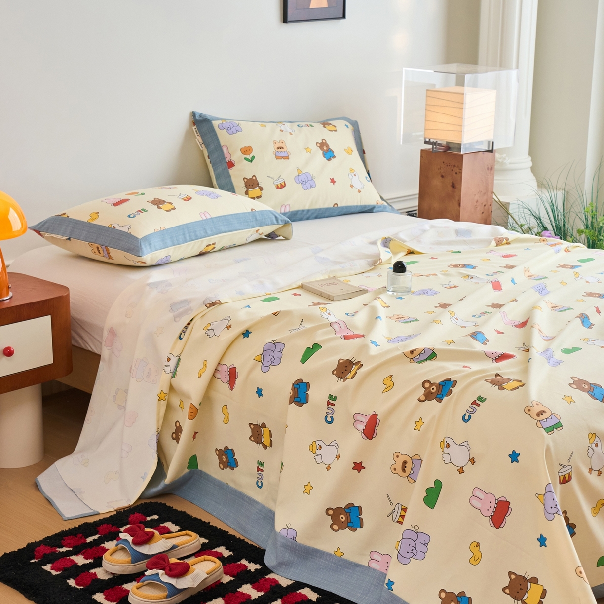 91家纺网 家纺一手货源 找家纺 春皖家纺 2026新款全棉老粗布席子凉席工艺款单床单床单单件 快乐园