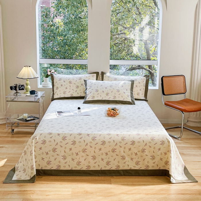 春皖家纺 2026新款全棉老粗布席子凉席工艺款单床单床单单件 浪漫紫