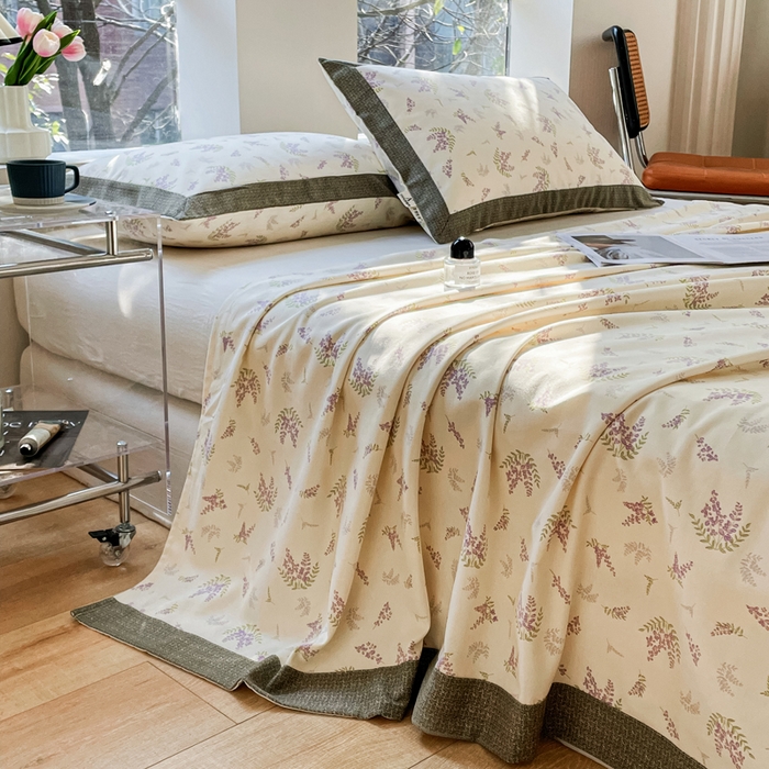 91家纺网 家纺一手货源 找家纺 春皖家纺 2026新款全棉老粗布席子凉席工艺款单床单床单单件 浪漫紫