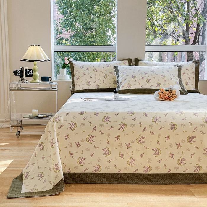 91家纺网 家纺一手货源 找家纺 春皖家纺 2026新款全棉老粗布席子凉席工艺款单床单床单单件 浪漫紫