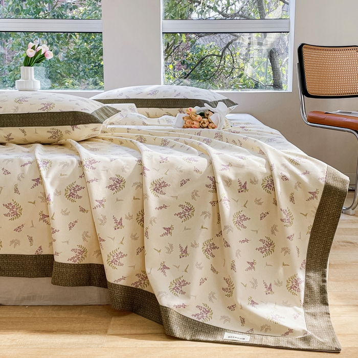 91家纺网 家纺一手货源 找家纺 春皖家纺 2026新款全棉老粗布席子凉席工艺款单床单床单单件 浪漫紫