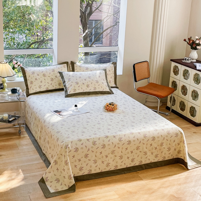 91家纺网 家纺一手货源 找家纺 春皖家纺 2026新款全棉老粗布席子凉席工艺款单床单床单单件 浪漫紫