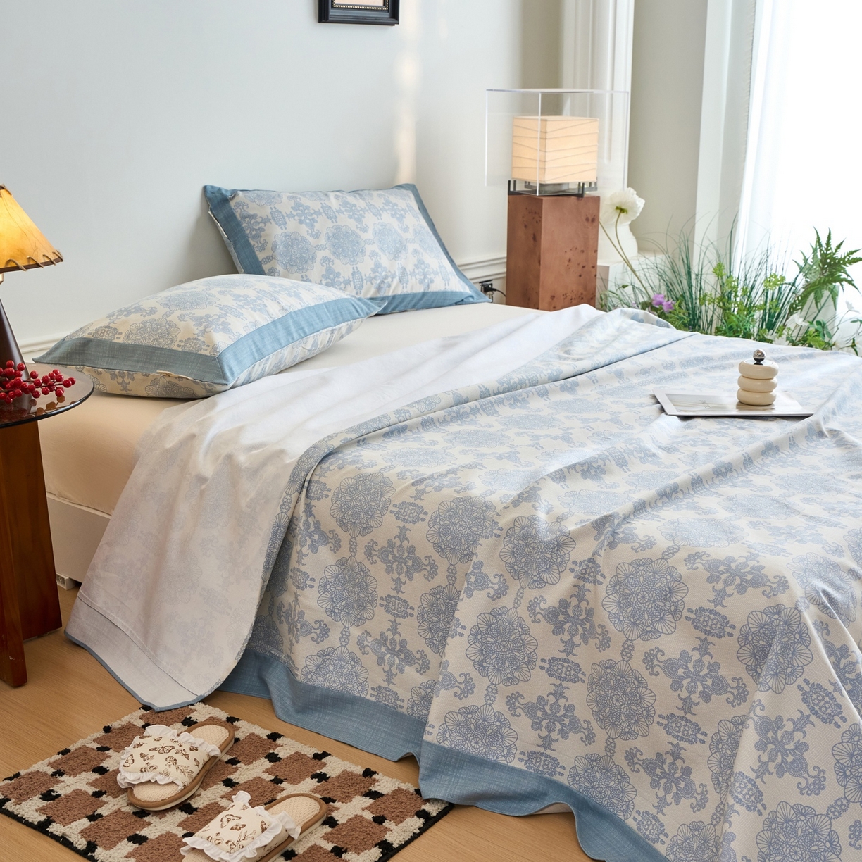 91家纺网 家纺一手货源 找家纺 春皖家纺 2026新款全棉老粗布席子凉席工艺款单床单床单单件 卢卡