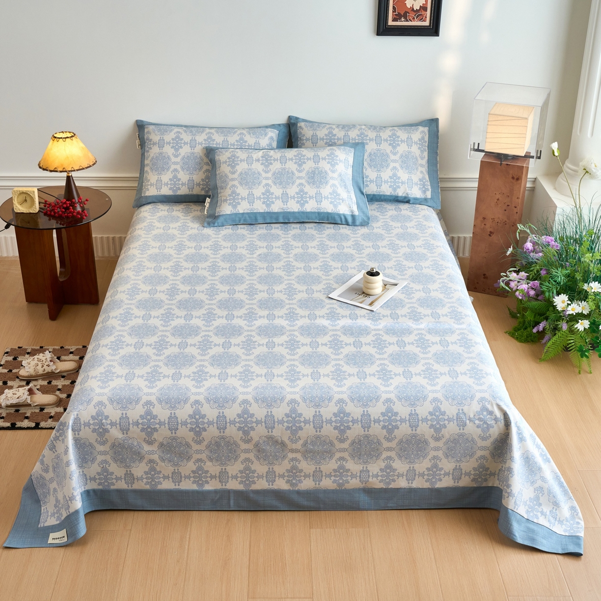 91家纺网 家纺一手货源 找家纺 春皖家纺 2026新款全棉老粗布席子凉席工艺款单床单床单单件 卢卡