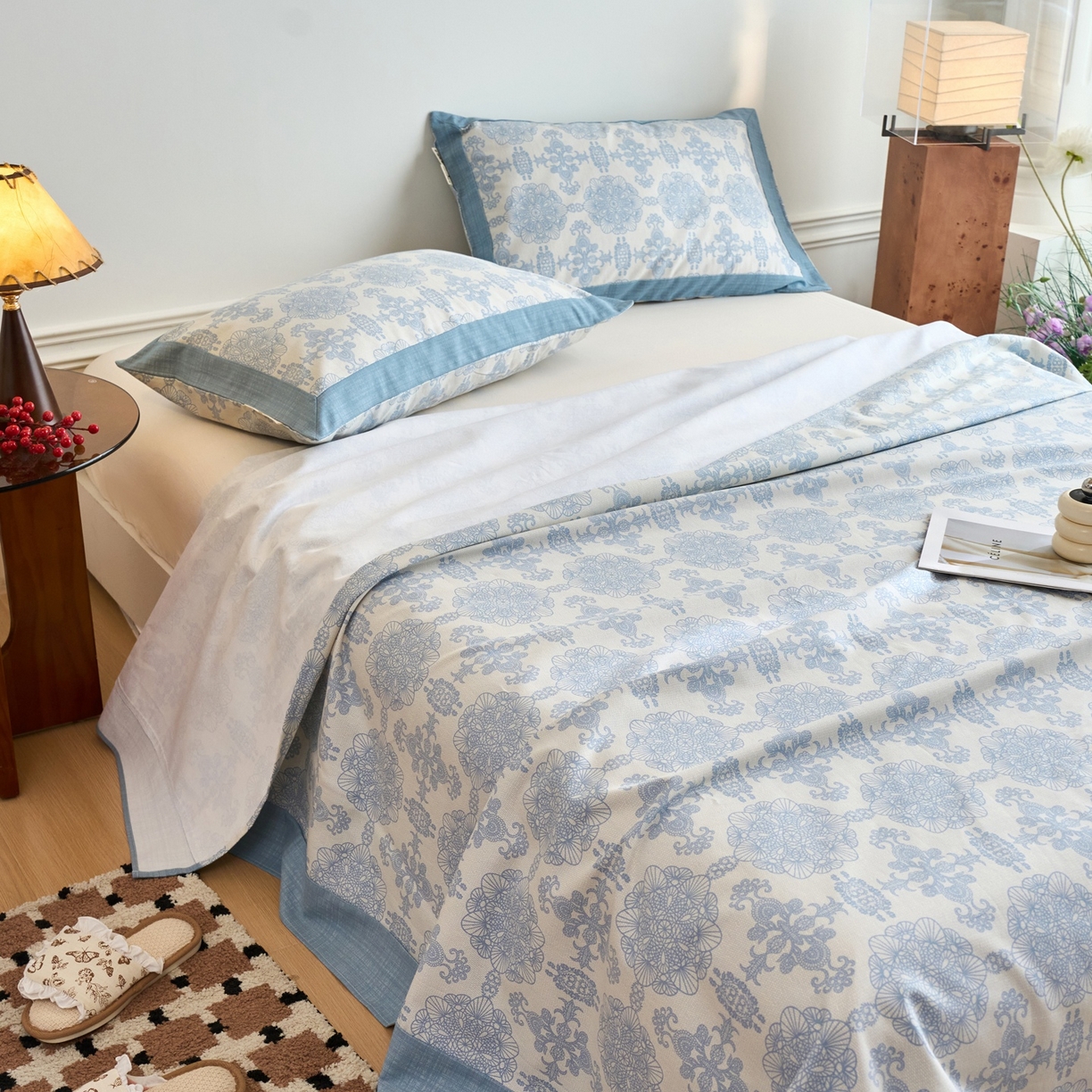 91家纺网 家纺一手货源 找家纺 春皖家纺 2026新款全棉老粗布席子凉席工艺款单床单床单单件 卢卡