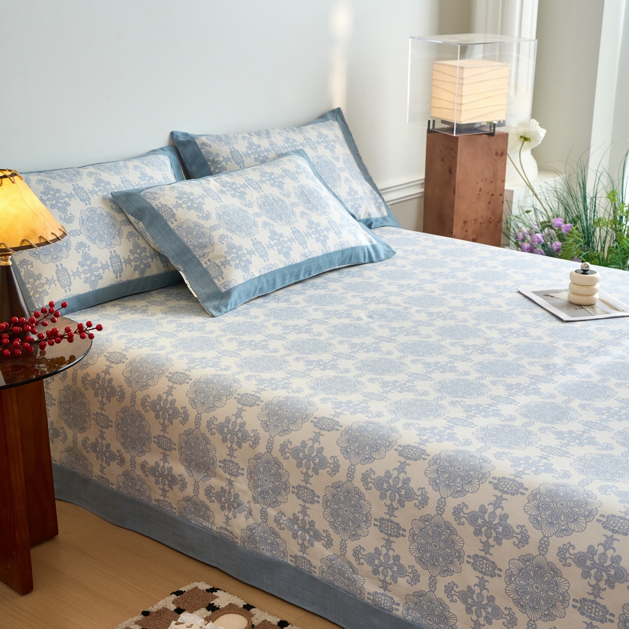 91家纺网 家纺一手货源 找家纺 春皖家纺 2026新款全棉老粗布席子凉席工艺款单床单床单单件 卢卡