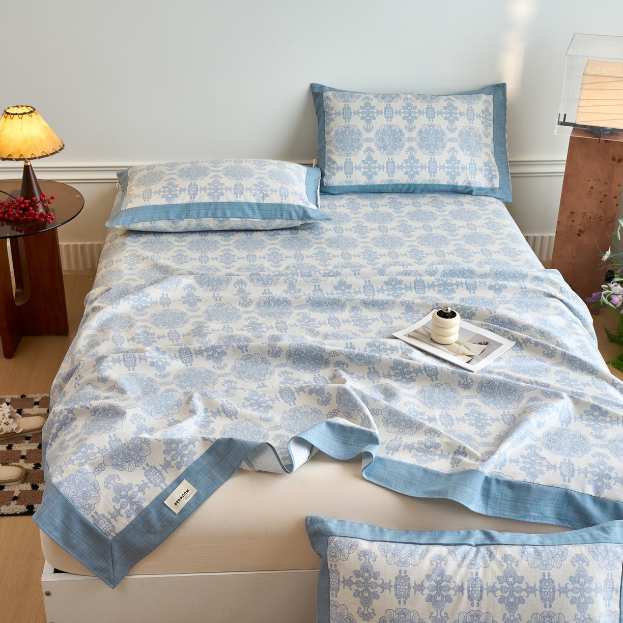 91家纺网 家纺一手货源 找家纺 春皖家纺 2026新款全棉老粗布席子凉席工艺款单床单床单单件 卢卡