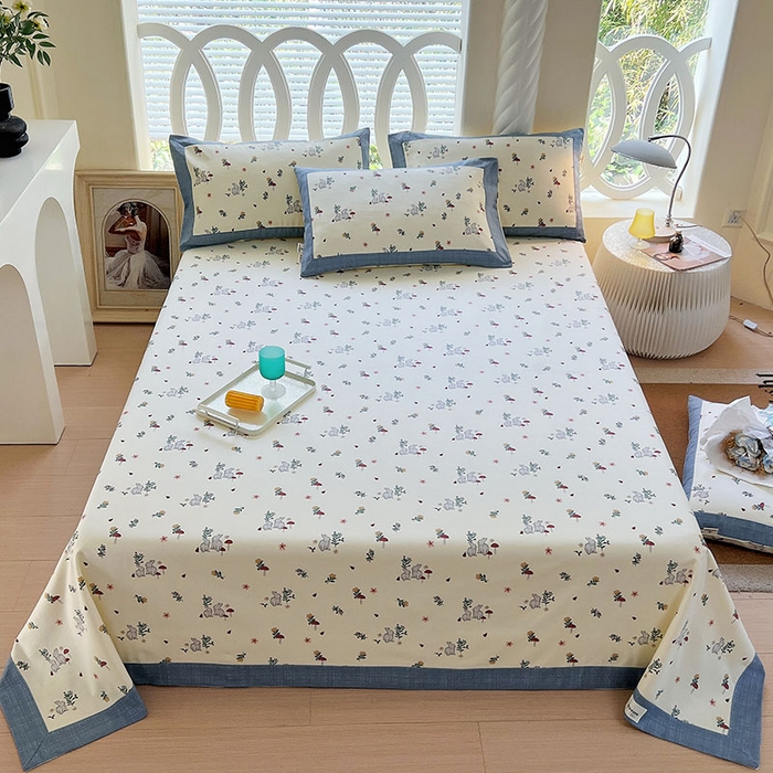 春皖家纺 2026新款全棉老粗布席子凉席工艺款单床单床单单件 蘑菇兔