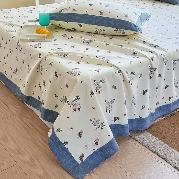 91家纺网 家纺一手货源 找家纺 春皖家纺 2026新款全棉老粗布席子凉席工艺款单床单床单单件 蘑菇兔