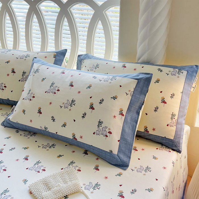 91家纺网 家纺一手货源 找家纺 春皖家纺 2026新款全棉老粗布席子凉席工艺款单床单床单单件 蘑菇兔