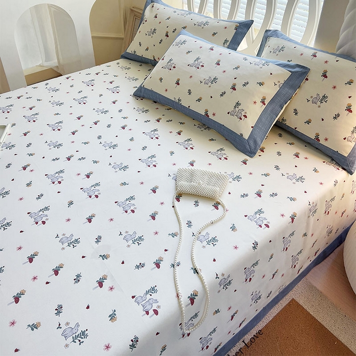 91家纺网 家纺一手货源 找家纺 春皖家纺 2026新款全棉老粗布席子凉席工艺款单床单床单单件 蘑菇兔