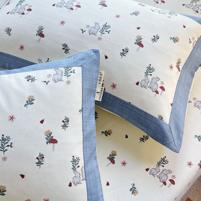 91家纺网 家纺一手货源 找家纺 春皖家纺 2026新款全棉老粗布席子凉席工艺款单床单床单单件 蘑菇兔