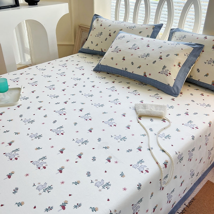 91家纺网 家纺一手货源 找家纺 春皖家纺 2026新款全棉老粗布席子凉席工艺款单床单床单单件 蘑菇兔