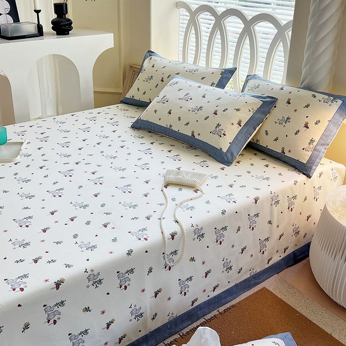 91家纺网 家纺一手货源 找家纺 春皖家纺 2026新款全棉老粗布席子凉席工艺款单床单床单单件 蘑菇兔