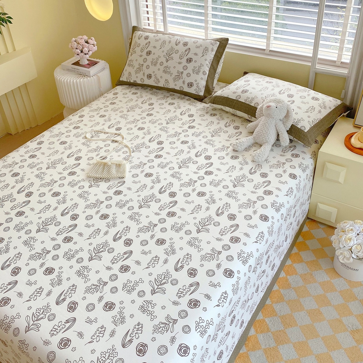 91家纺网 家纺一手货源 找家纺 春皖家纺 2026新款全棉老粗布席子凉席工艺款单床单床单单件 浅韵-白