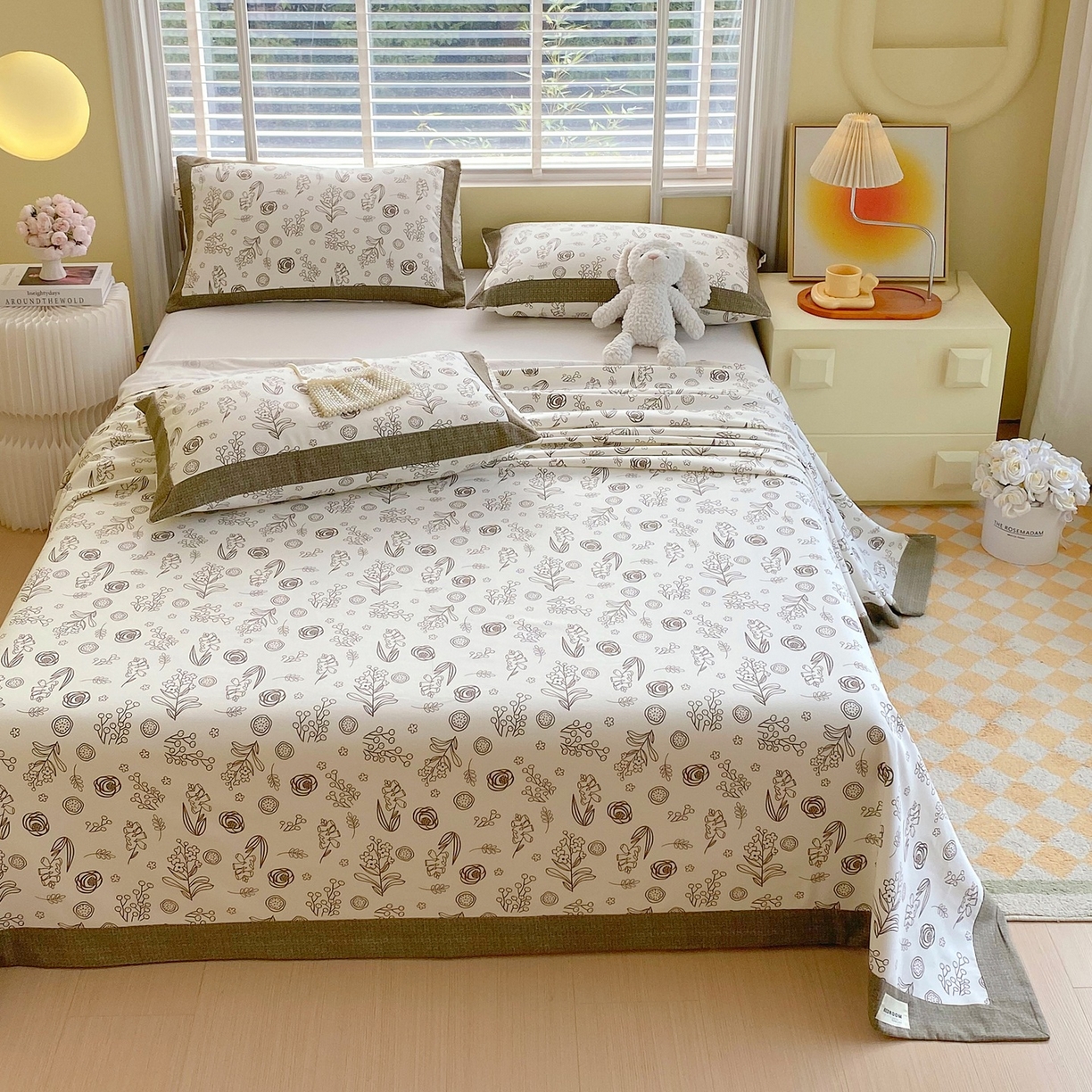 91家纺网 家纺一手货源 找家纺 春皖家纺 2026新款全棉老粗布席子凉席工艺款单床单床单单件 浅韵-白