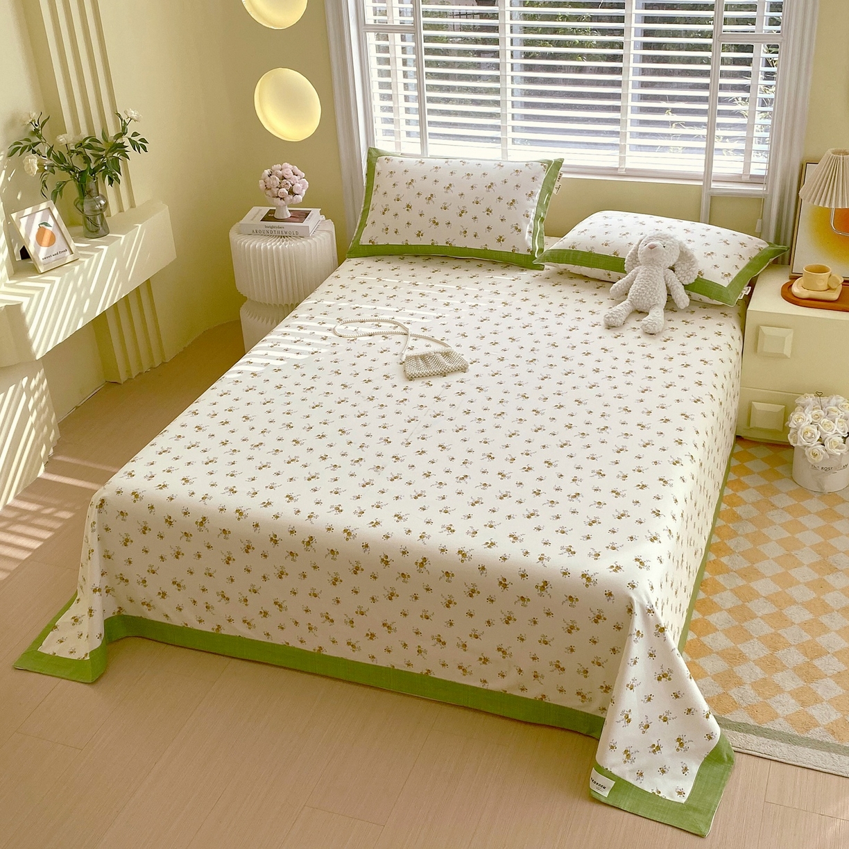 91家纺网 家纺一手货源 找家纺 春皖家纺 2026新款全棉老粗布席子凉席工艺款单床单床单单件 倩影米