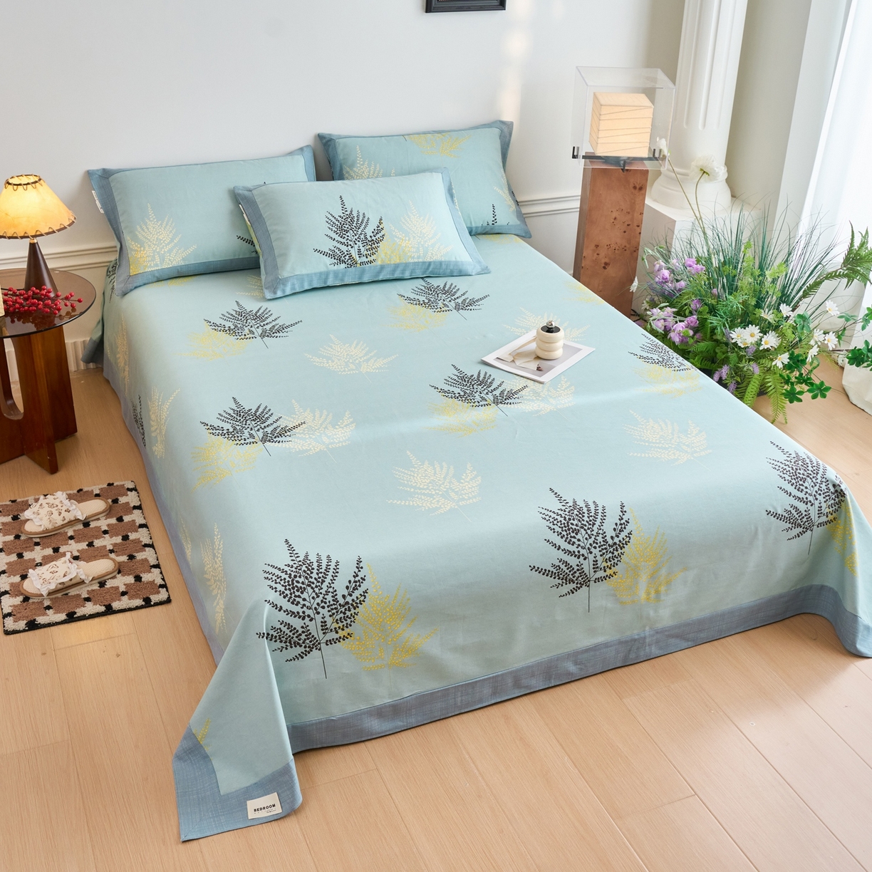 91家纺网 家纺一手货源 找家纺 春皖家纺 2026新款全棉老粗布席子凉席工艺款单床单床单单件 轻舞