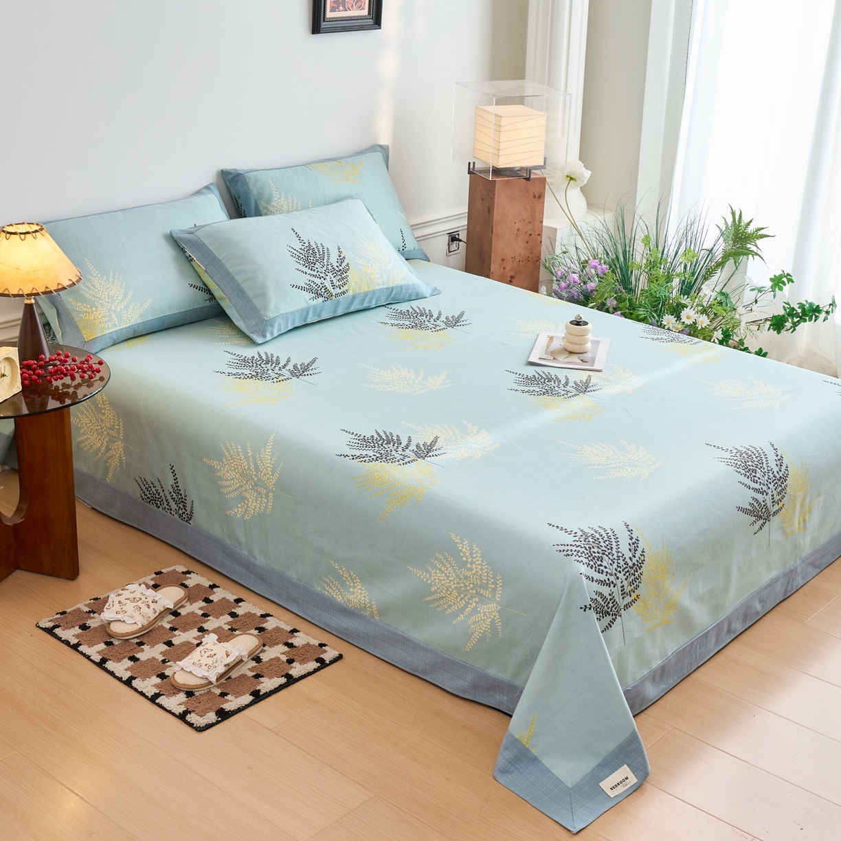 91家纺网 家纺一手货源 找家纺 春皖家纺 2026新款全棉老粗布席子凉席工艺款单床单床单单件 轻舞