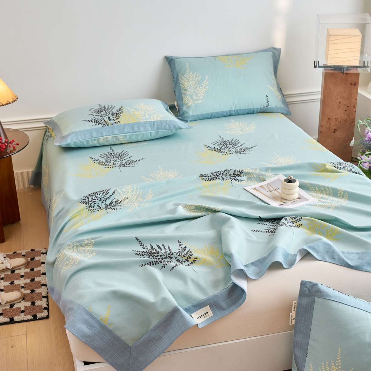 91家纺网 家纺一手货源 找家纺 春皖家纺 2026新款全棉老粗布席子凉席工艺款单床单床单单件 轻舞