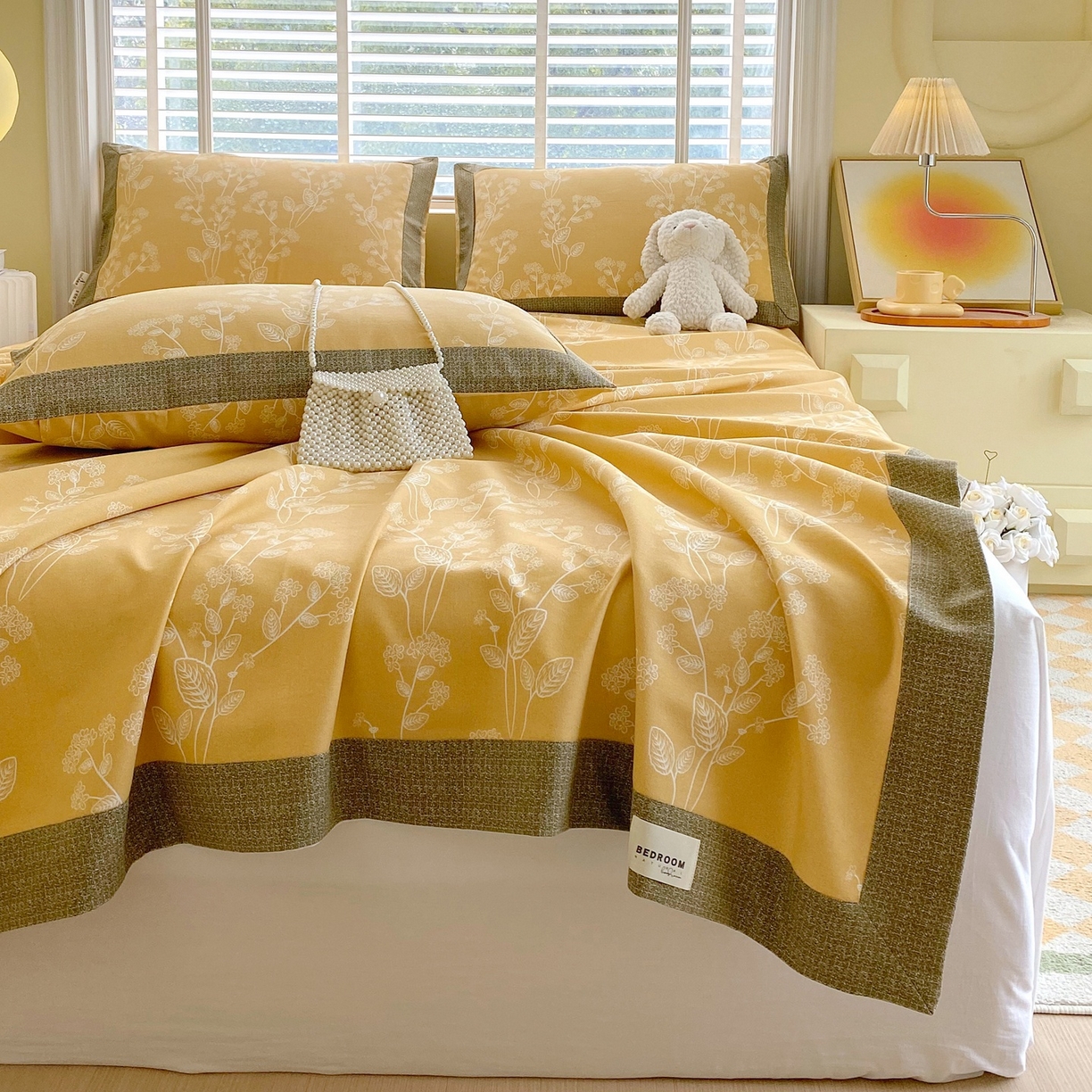 91家纺网 家纺一手货源 找家纺 春皖家纺 2026新款全棉老粗布席子凉席工艺款单床单床单单件 如梦黄