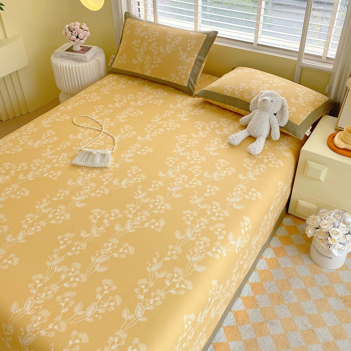 91家纺网 家纺一手货源 找家纺 春皖家纺 2026新款全棉老粗布席子凉席工艺款单床单床单单件 如梦黄