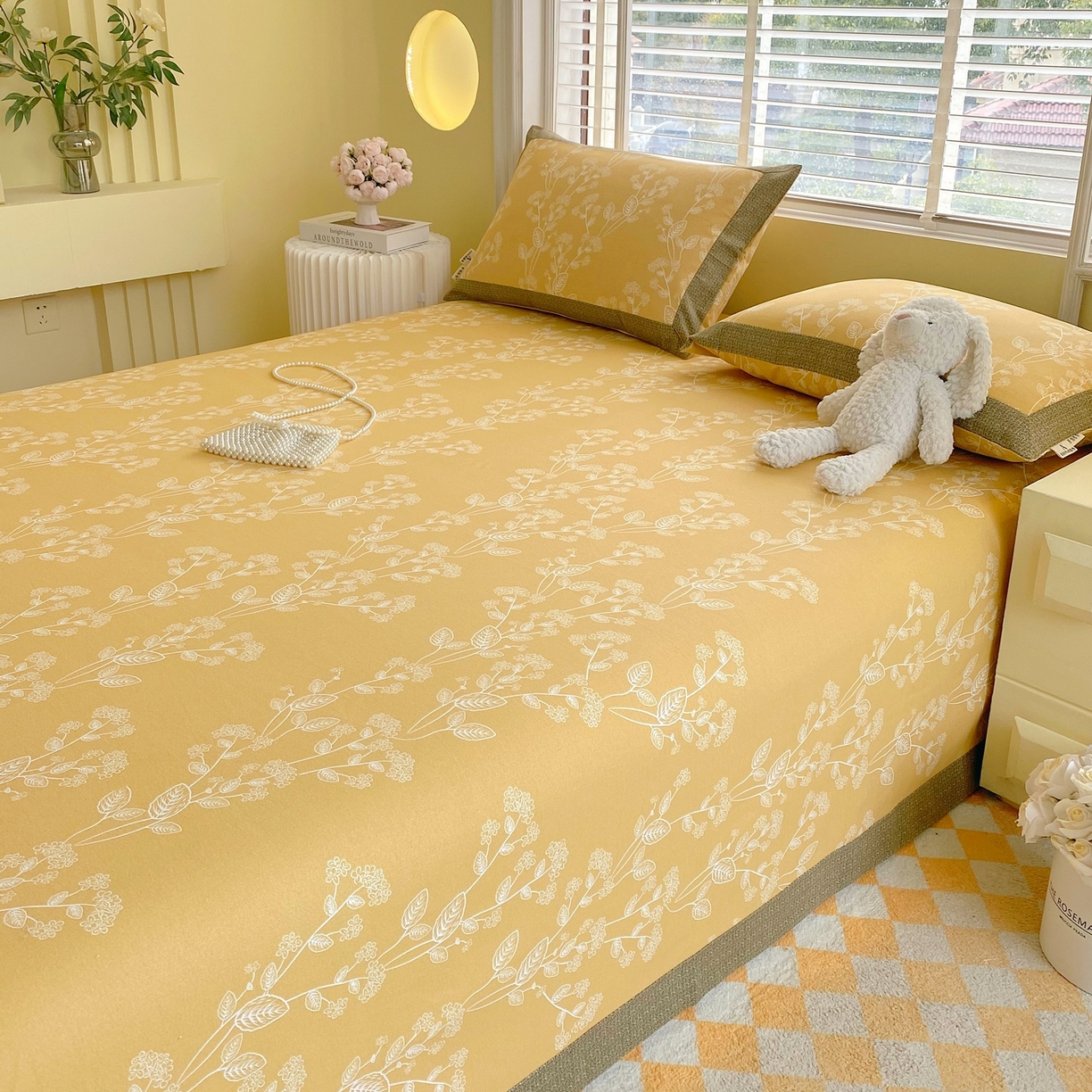 91家纺网 家纺一手货源 找家纺 春皖家纺 2026新款全棉老粗布席子凉席工艺款单床单床单单件 如梦黄