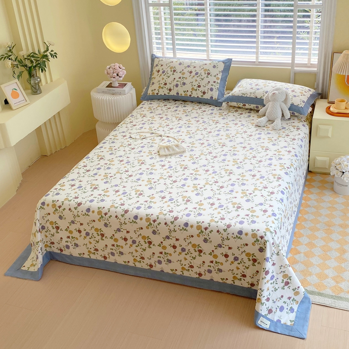 91家纺网 家纺一手货源 找家纺 春皖家纺 2026新款全棉老粗布席子凉席工艺款单床单床单单件 田园梦