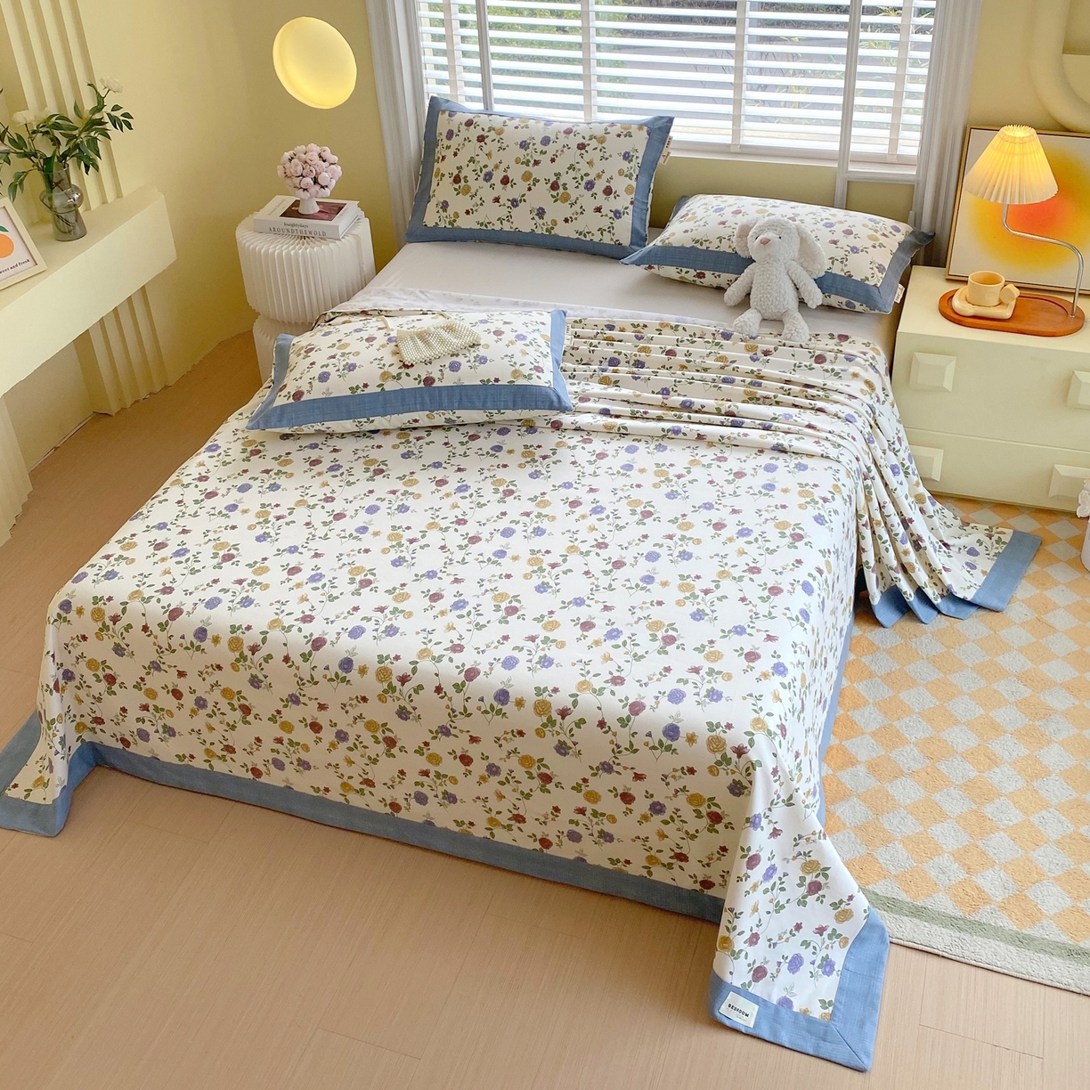 91家纺网 家纺一手货源 找家纺 春皖家纺 2026新款全棉老粗布席子凉席工艺款单床单床单单件 田园梦