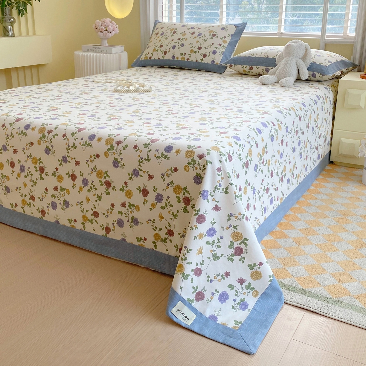 91家纺网 家纺一手货源 找家纺 春皖家纺 2026新款全棉老粗布席子凉席工艺款单床单床单单件 田园梦