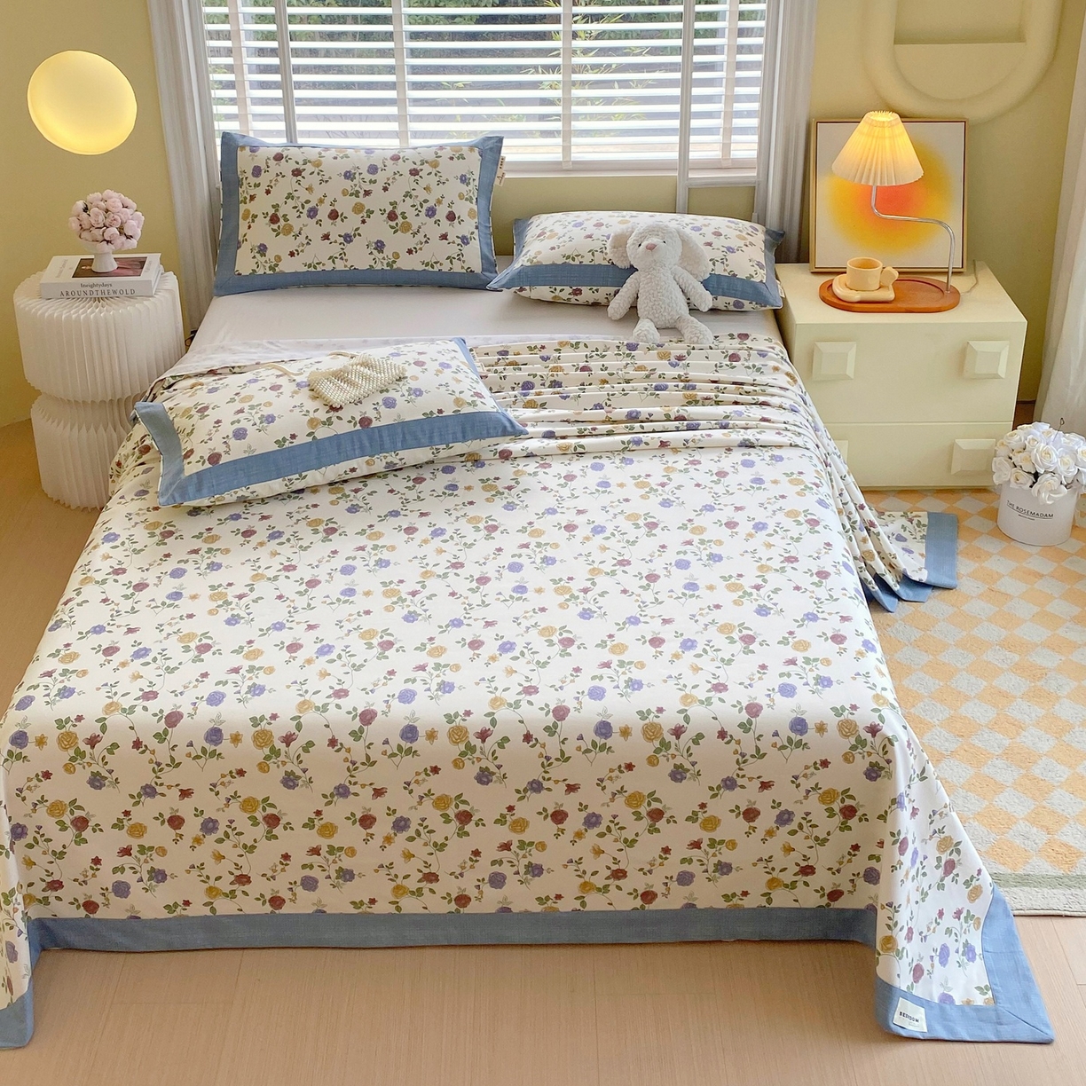 91家纺网 家纺一手货源 找家纺 春皖家纺 2026新款全棉老粗布席子凉席工艺款单床单床单单件 田园梦