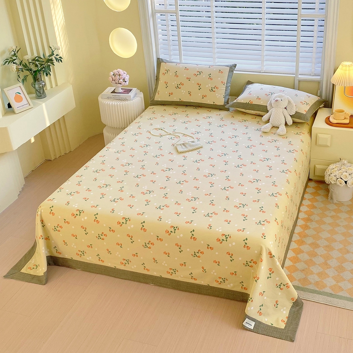 91家纺网 家纺一手货源 找家纺 春皖家纺 2026新款全棉老粗布席子凉席工艺款单床单床单单件 夏日炽