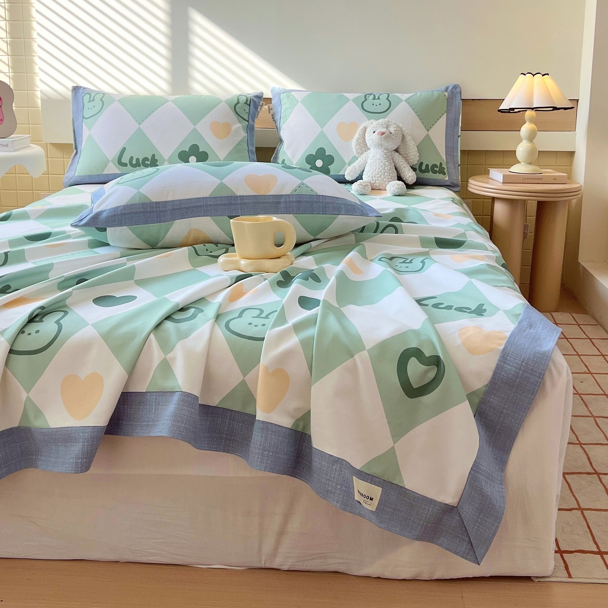 91家纺网 家纺一手货源 找家纺 春皖家纺 2026新款全棉老粗布席子凉席工艺款单床单床单单件 幸运