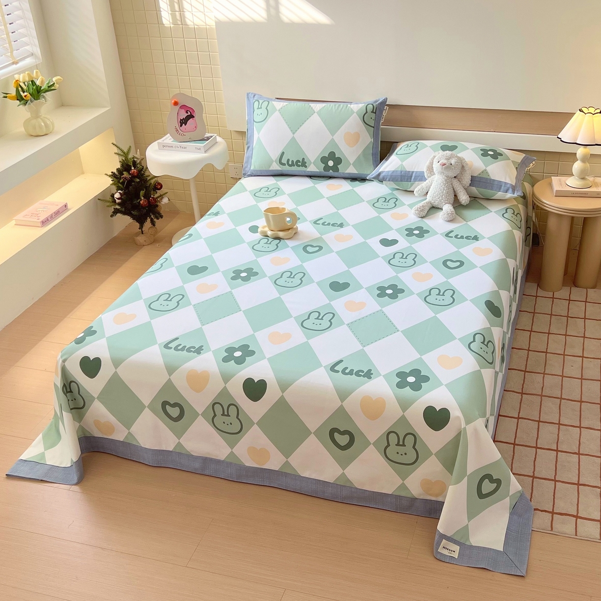 91家纺网 家纺一手货源 找家纺 春皖家纺 2026新款全棉老粗布席子凉席工艺款单床单床单单件 幸运