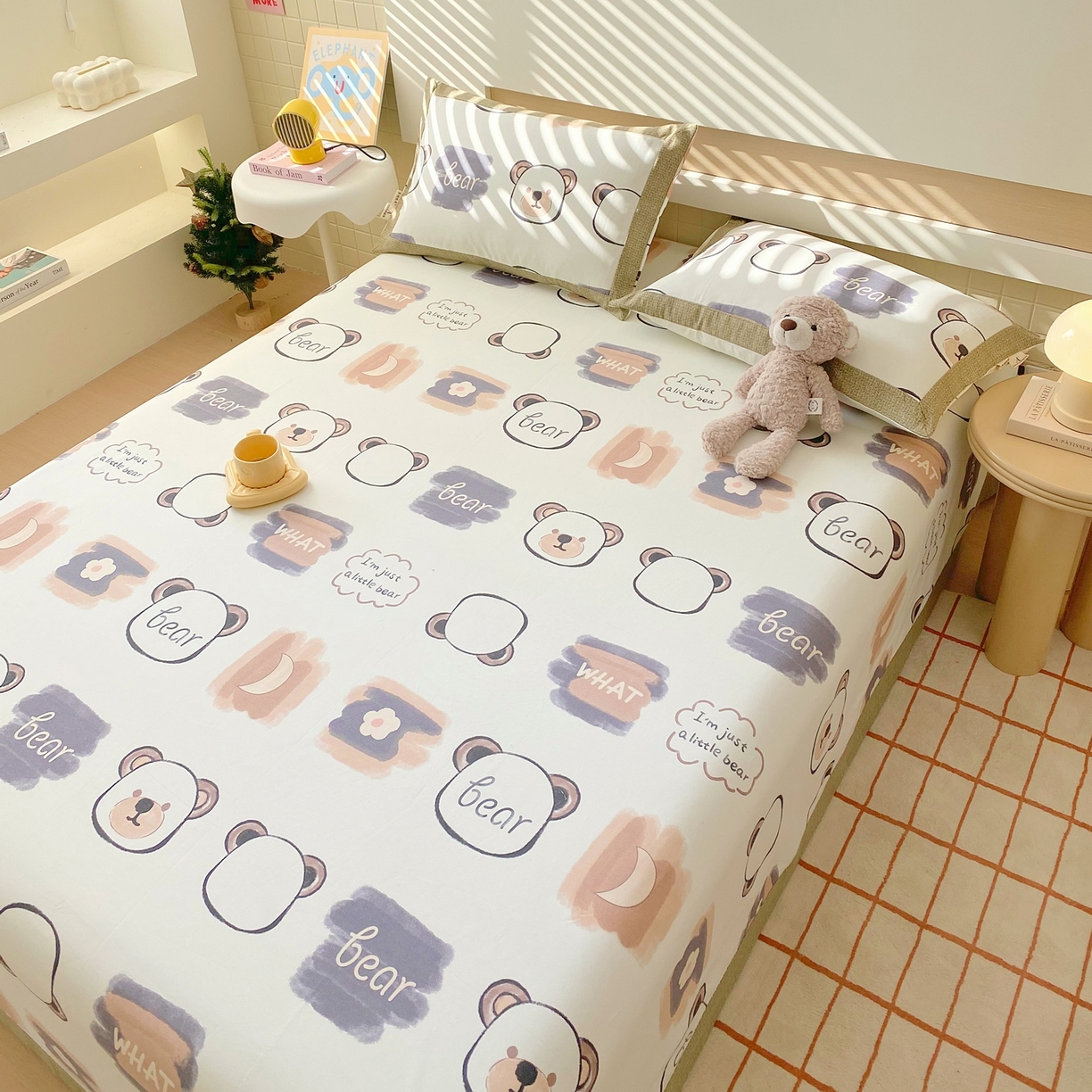 91家纺网 家纺一手货源 找家纺 春皖家纺 2026新款全棉老粗布席子凉席工艺款单床单床单单件 幸运熊