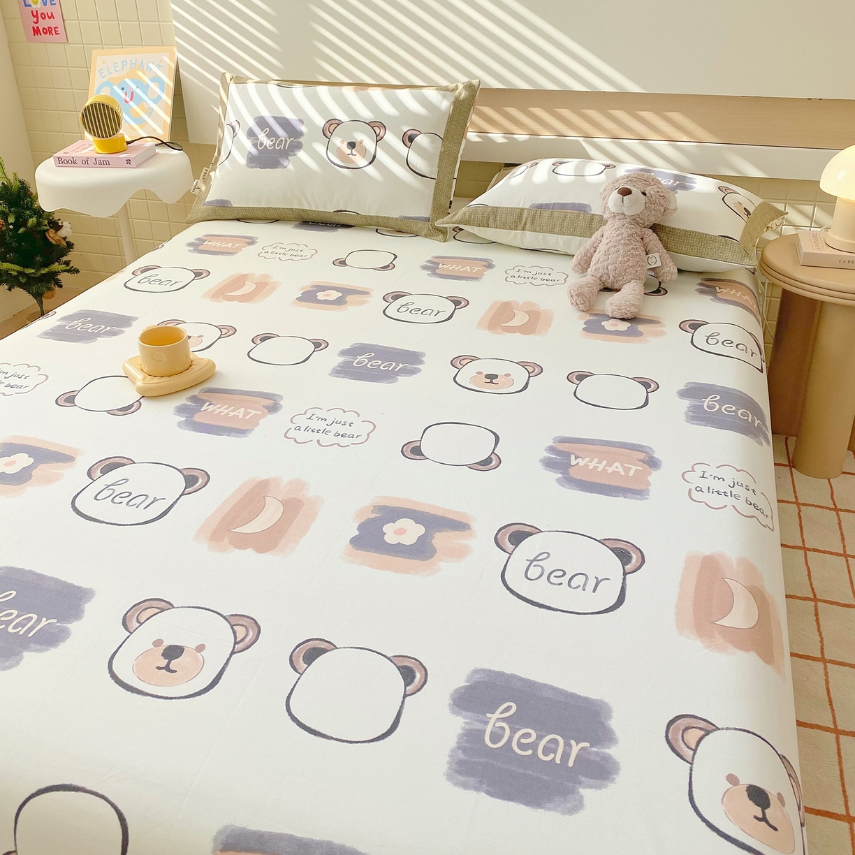 91家纺网 家纺一手货源 找家纺 春皖家纺 2026新款全棉老粗布席子凉席工艺款单床单床单单件 幸运熊