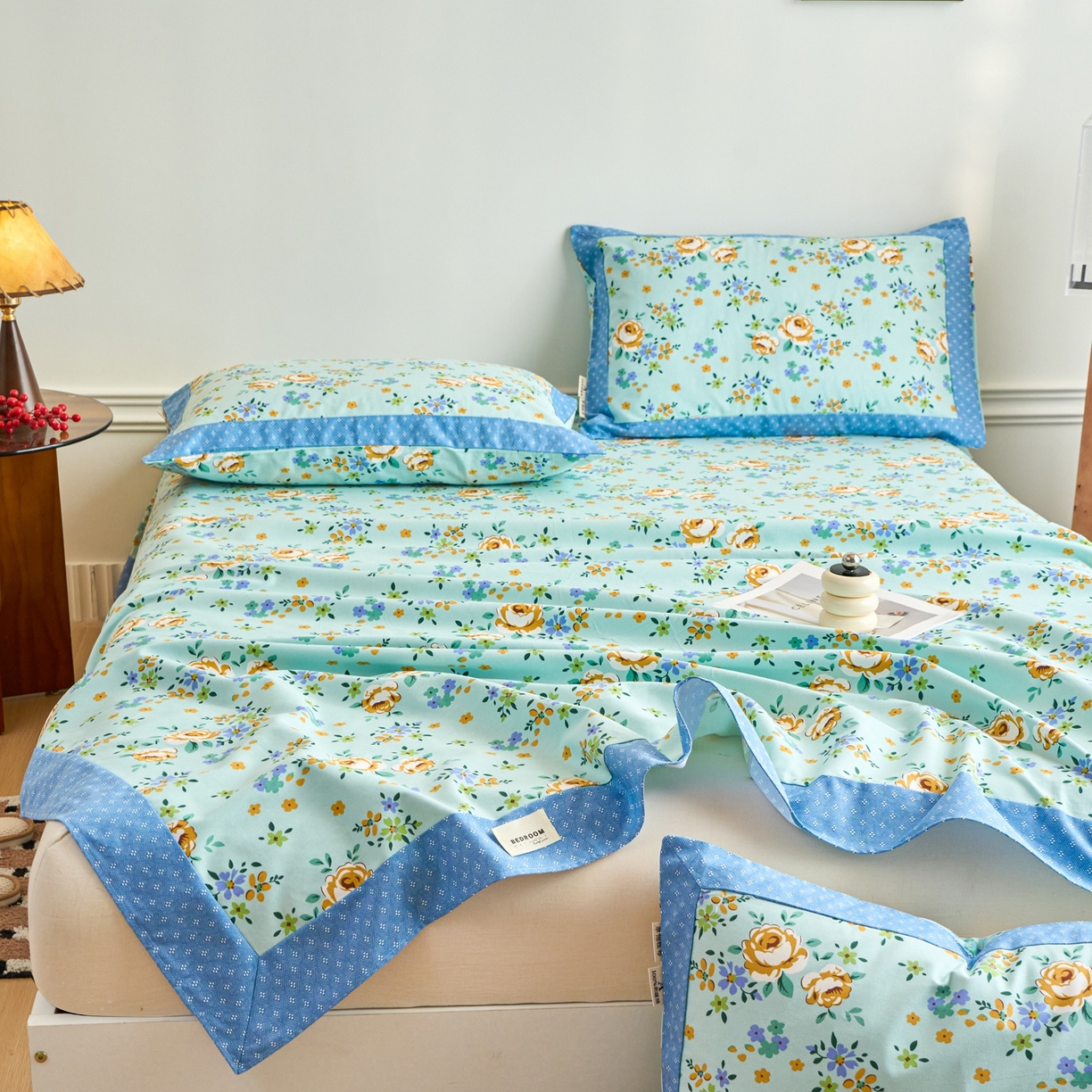 91家纺网 家纺一手货源 找家纺 春皖家纺 2026新款全棉老粗布席子凉席工艺款单床单床单单件 绚烂