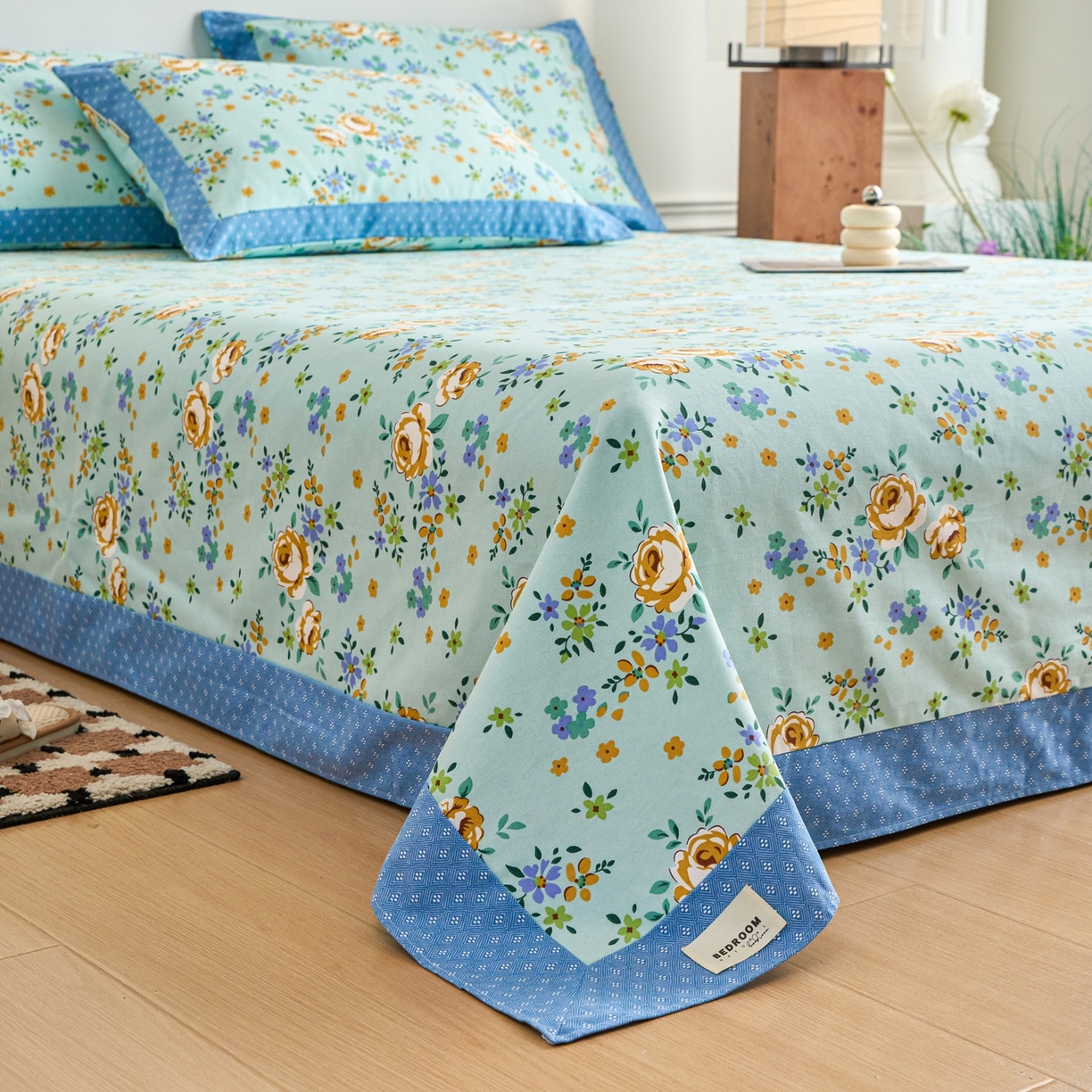 91家纺网 家纺一手货源 找家纺 春皖家纺 2026新款全棉老粗布席子凉席工艺款单床单床单单件 绚烂