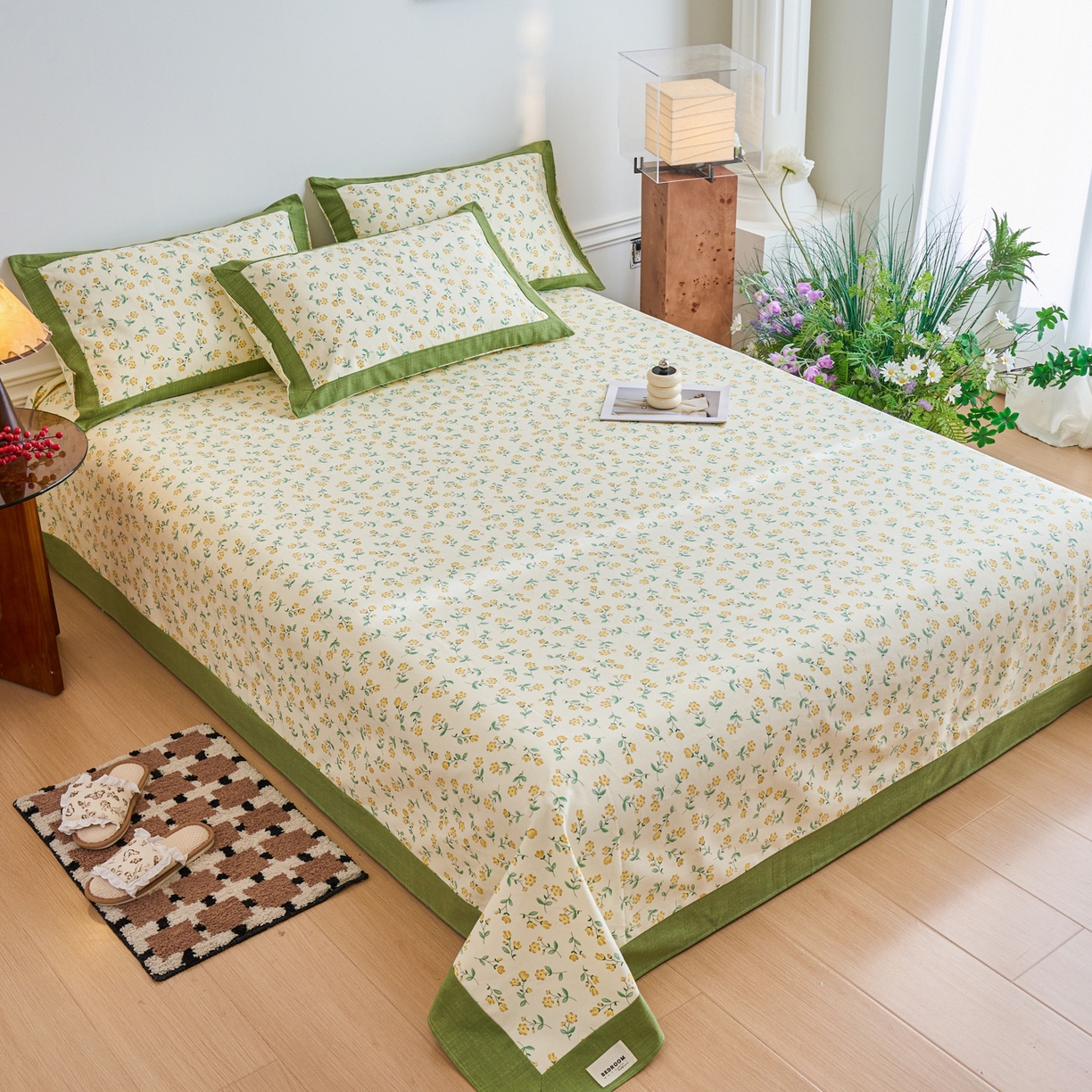 91家纺网 家纺一手货源 找家纺 春皖家纺 2026新款全棉老粗布席子凉席工艺款单床单床单单件 伊兰