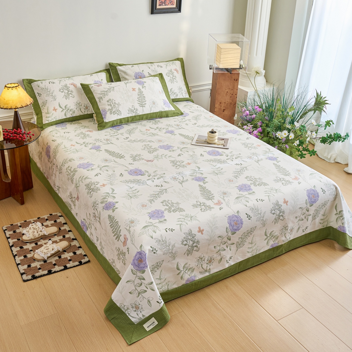 91家纺网 家纺一手货源 找家纺 春皖家纺 2026新款全棉老粗布席子凉席工艺款单床单床单单件 逸云