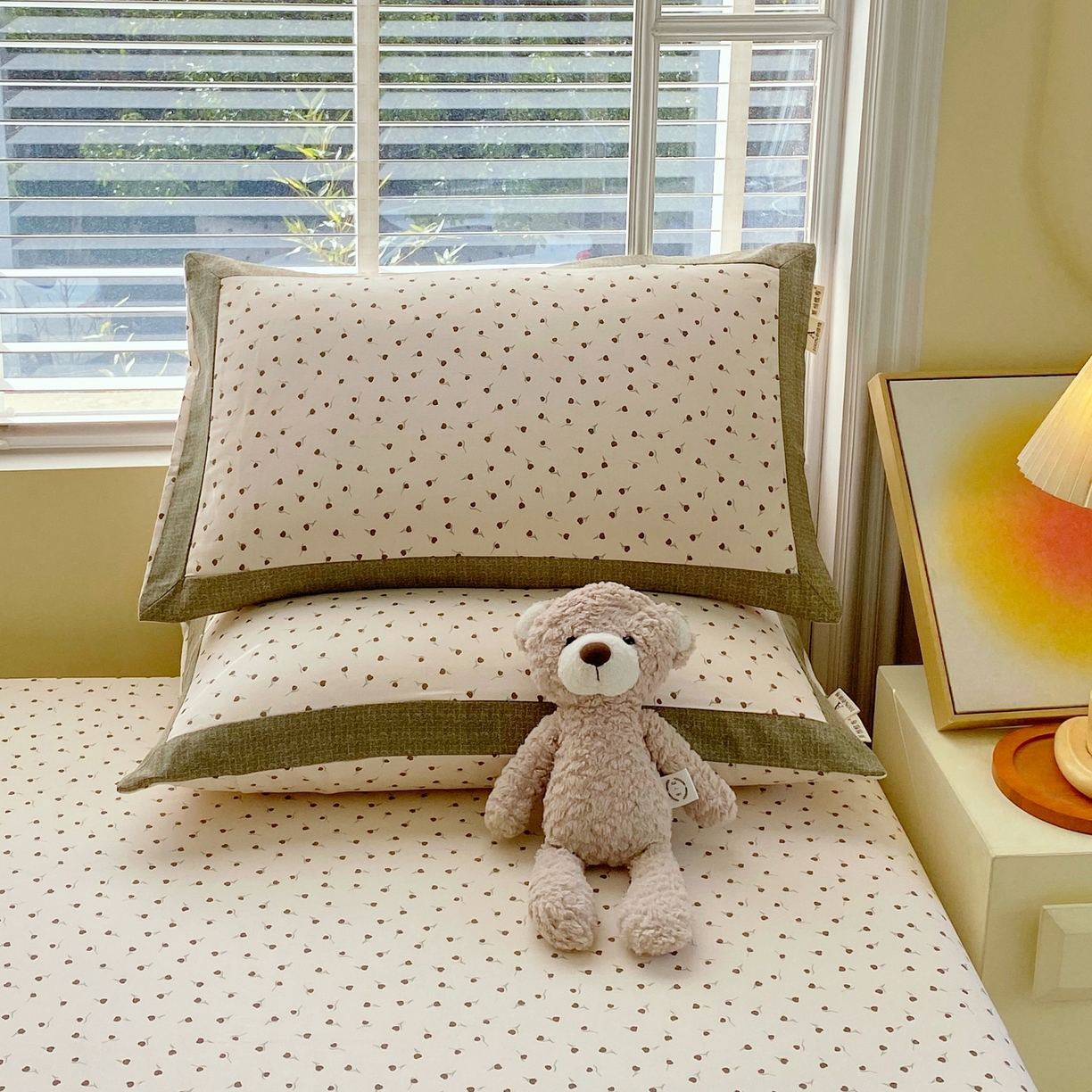 91家纺网 家纺一手货源 找家纺 春皖家纺 2026新款全棉老粗布工艺款单枕套枕套单件 风信咖