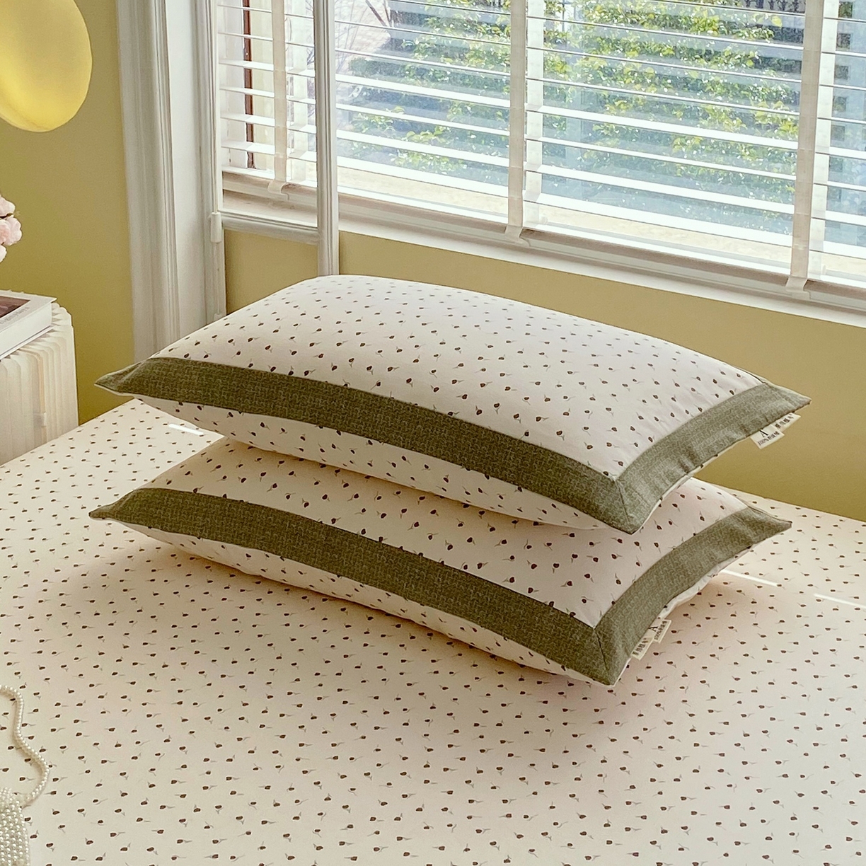 91家纺网 家纺一手货源 找家纺 春皖家纺 2026新款全棉老粗布工艺款单枕套枕套单件 风信咖