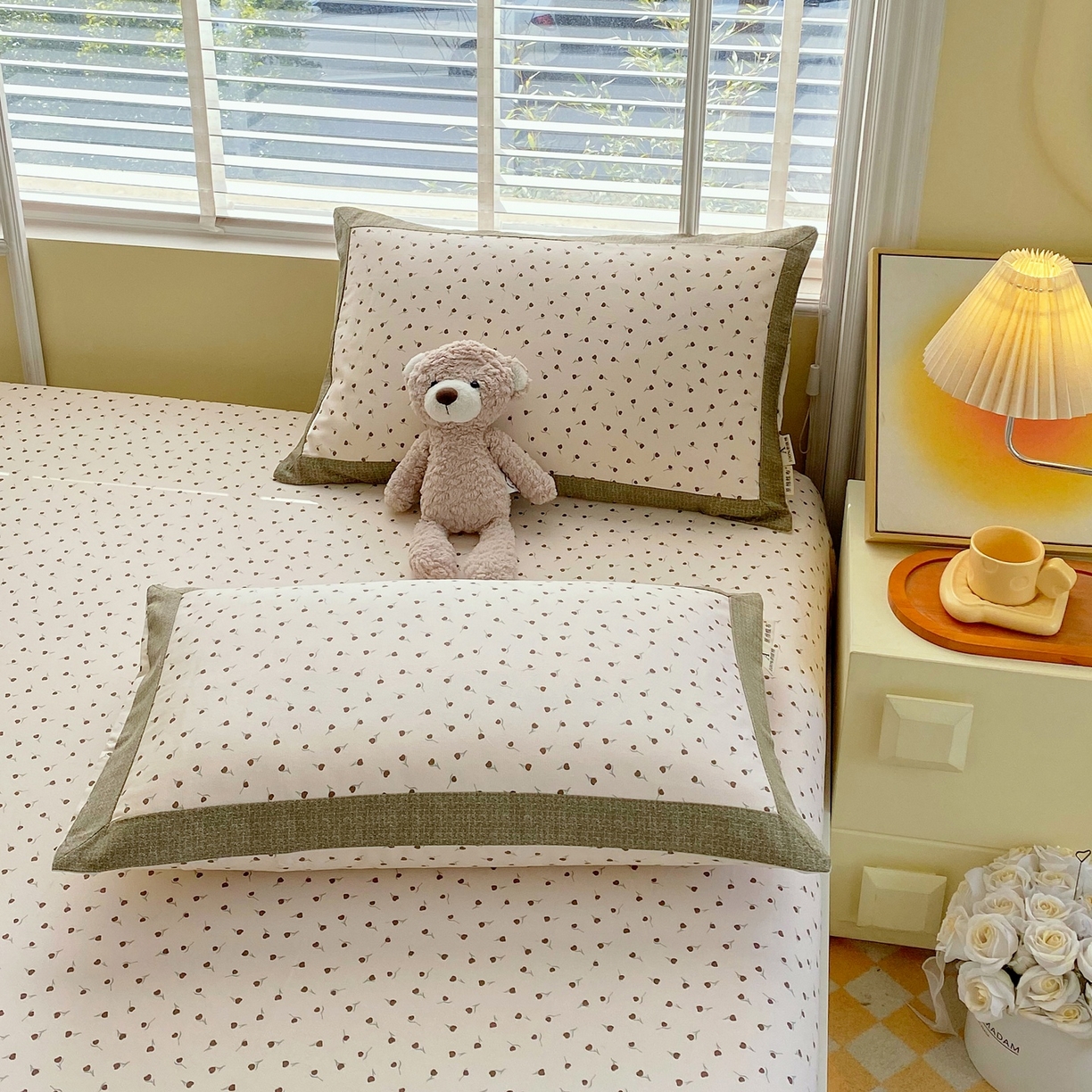 91家纺网 家纺一手货源 找家纺 春皖家纺 2026新款全棉老粗布工艺款单枕套枕套单件 风信咖