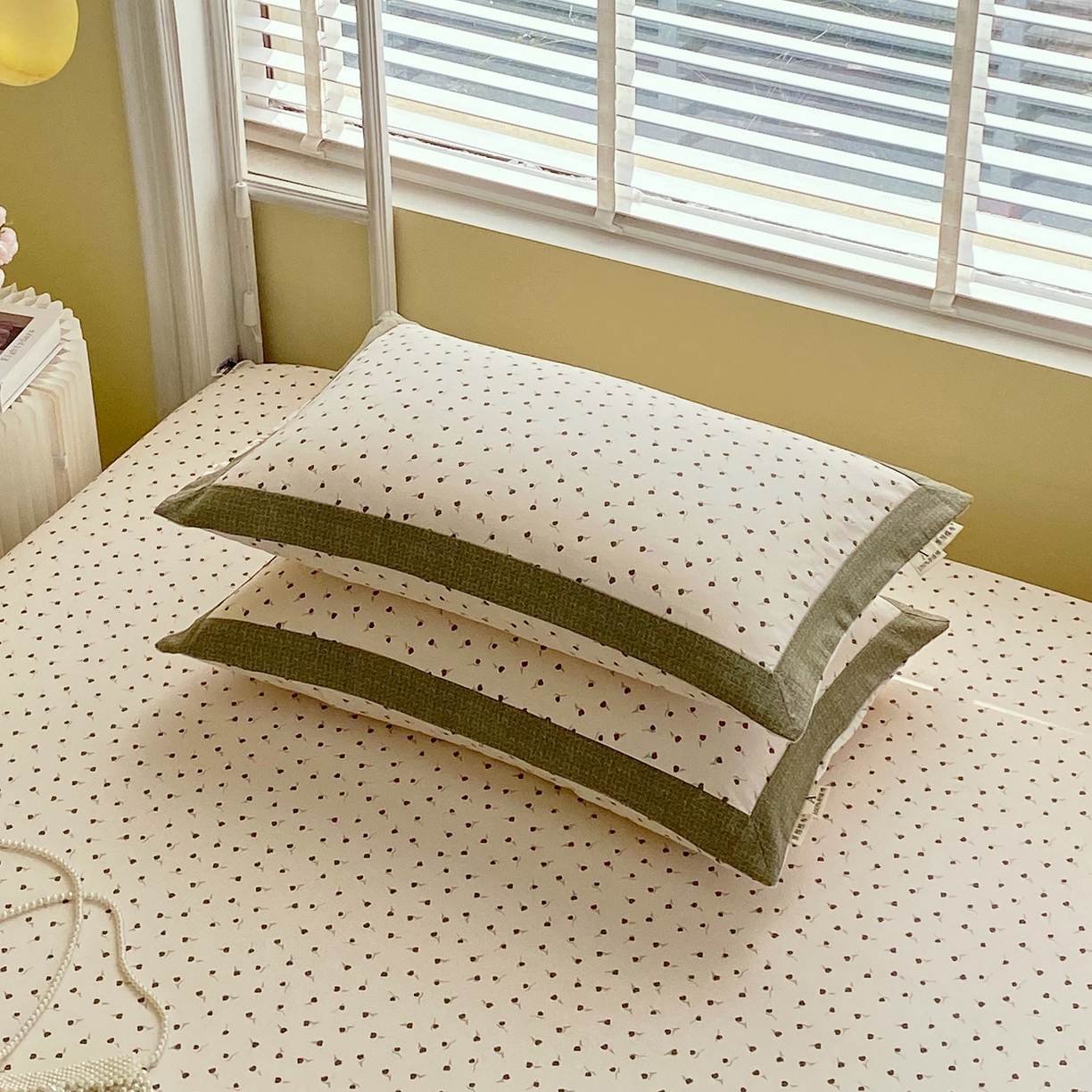 91家纺网 家纺一手货源 找家纺 春皖家纺 2026新款全棉老粗布工艺款单枕套枕套单件 风信咖