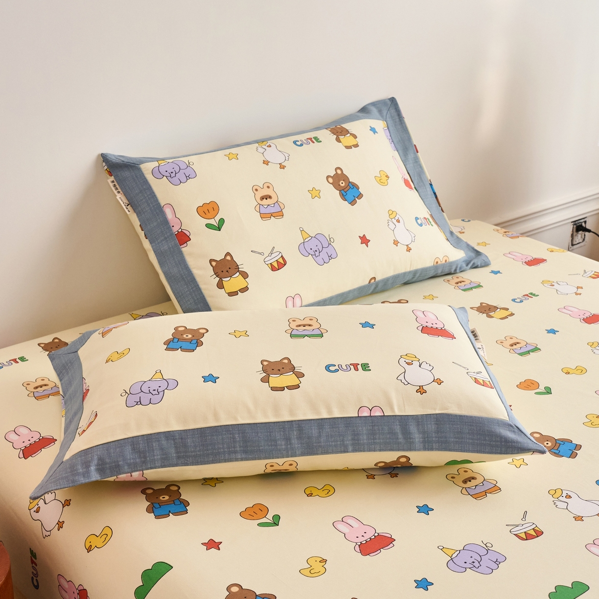 91家纺网 家纺一手货源 找家纺 春皖家纺 2026新款全棉老粗布工艺款单枕套枕套单件 快乐园