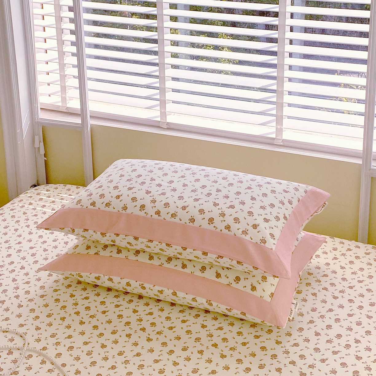 91家纺网 家纺一手货源 找家纺 春皖家纺 2026新款全棉老粗布工艺款单枕套枕套单件 玫瑰情