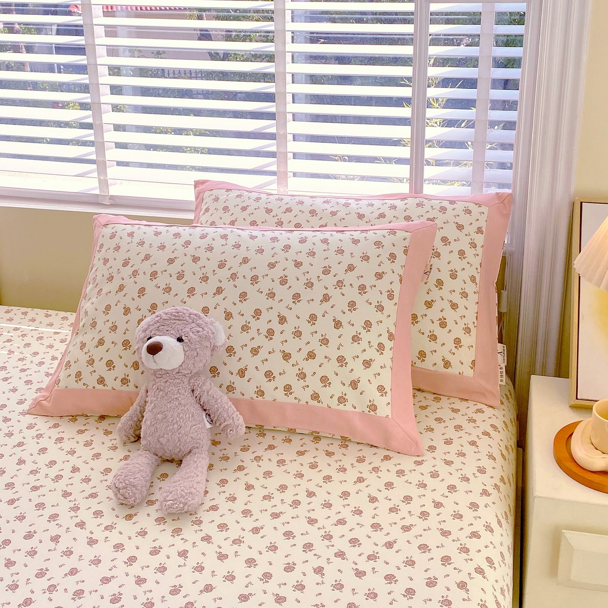 91家纺网 家纺一手货源 找家纺 春皖家纺 2026新款全棉老粗布工艺款单枕套枕套单件 玫瑰情